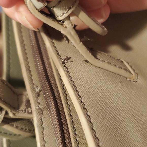 Tory Burch Saffiano Taupe Leather Tote Bag (#17) - Picture 4 of 15